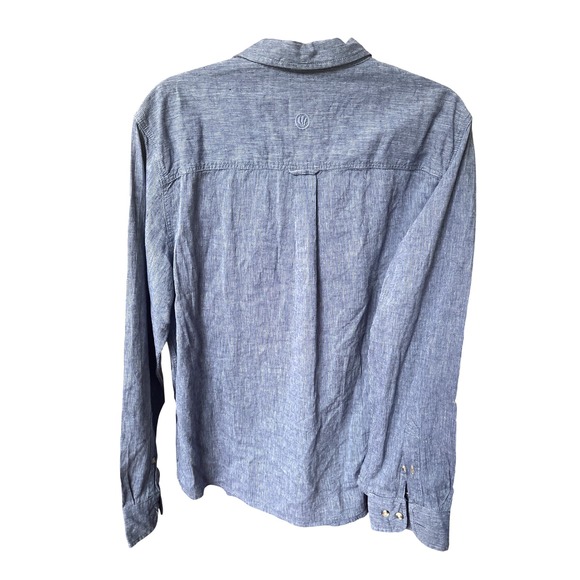 Fat Face Men's‎ Linen Blue stripe Button Down Shirt L - Picture 3 of 7